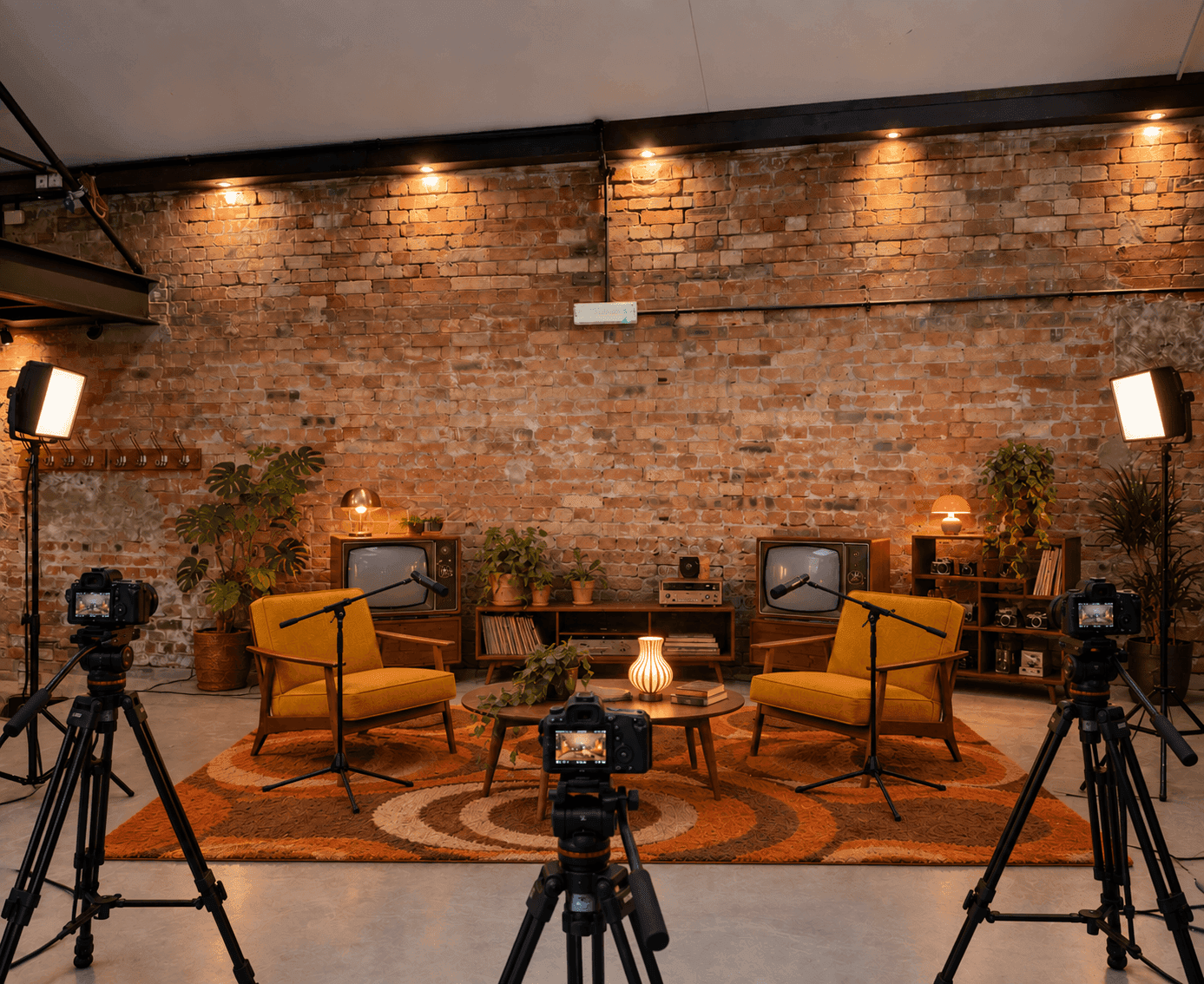 The Retro Room podcast set with mustard chairs and vintage styling at CTRL Clapton